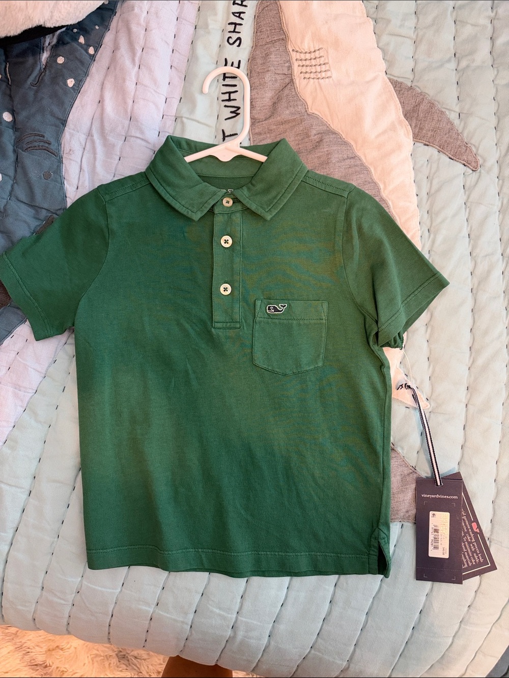 Vineyard Vines Boys Green Short-Sleeve Polo with Pocket
